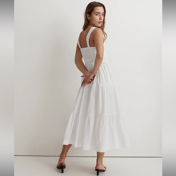 NWT Madewell Button-Front Tiered Midi Dress Size 14 - Picture 2 of 6